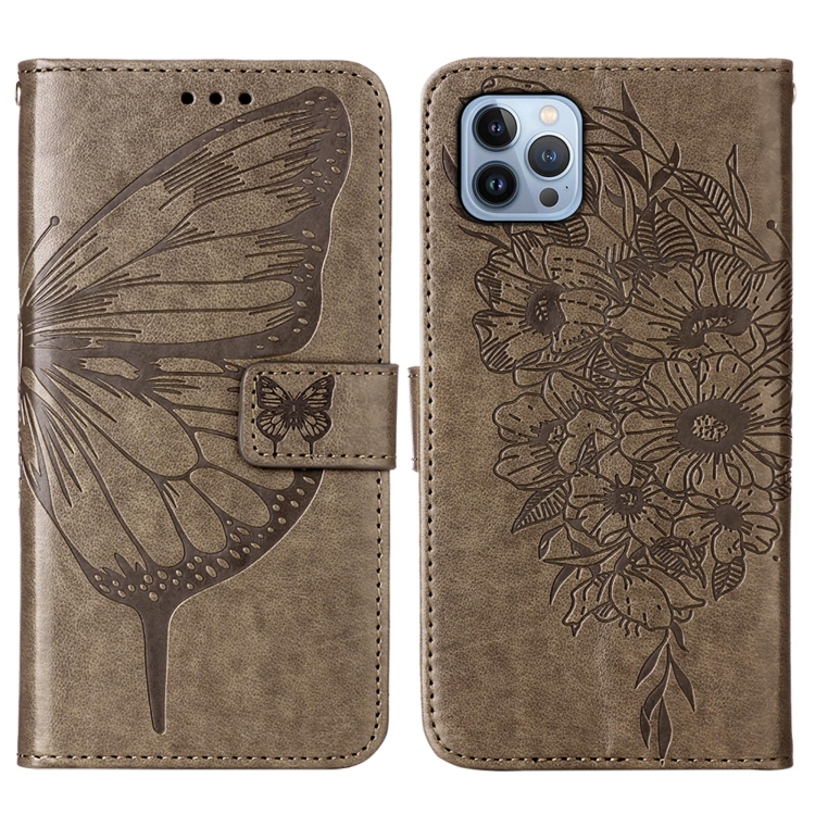  iPhone 15 Pro Fodral Med Fjäril Tryck Grå