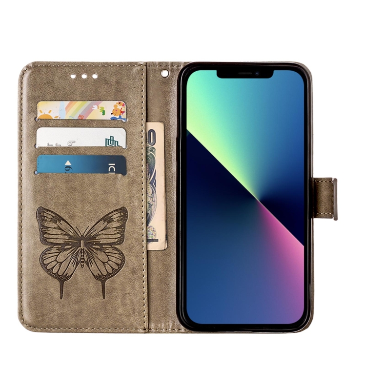  iPhone 15 Pro Fodral Med Fjäril Tryck Grå