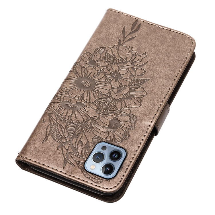  iPhone 15 Pro Fodral Med Fjäril Tryck Grå