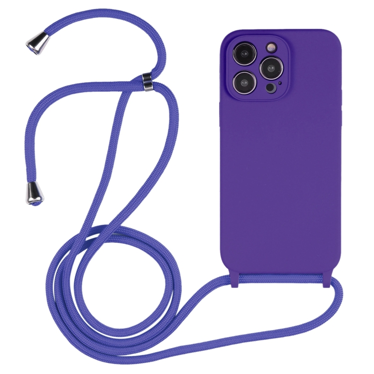  iPhone 15 Pro Skal Silikon Med Snodd Lila