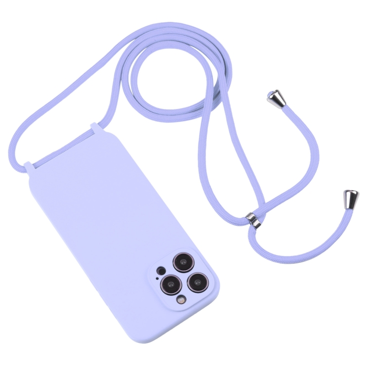  iPhone 15 Pro Skal Silikon Med Snodd Ljus Lila