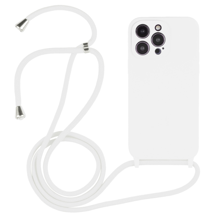  iPhone 15 Pro Skal Silikon Med Snodd Vit