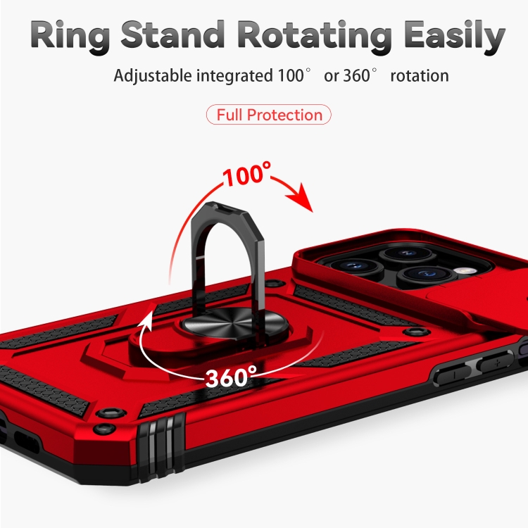  iPhone 15 Pro Skal CamShield Armor Ring Röd