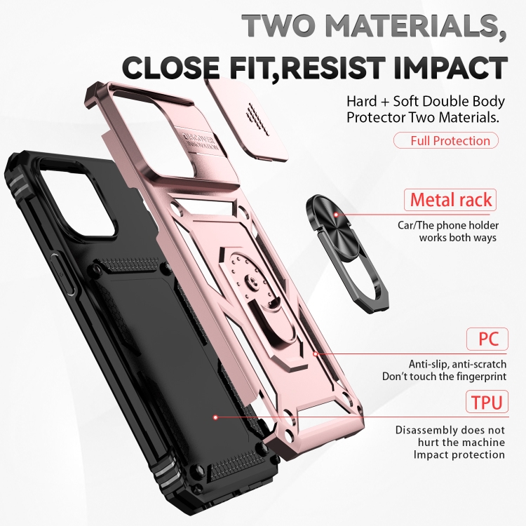  iPhone 15 Pro Skal CamShield Armor Ring Roséguld