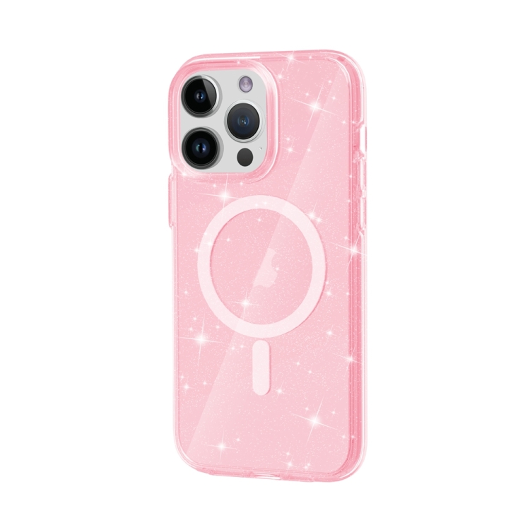  iPhone 15 Pro Skal MagSafe Glitter Hybrid Rosa