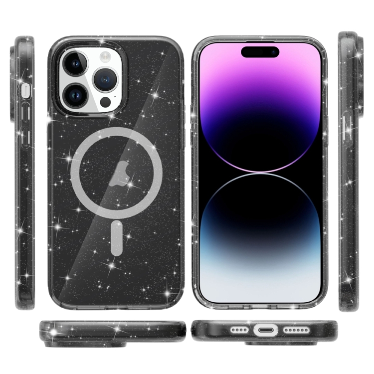  iPhone 15 Pro Skal MagSafe Glitter Hybrid Svart