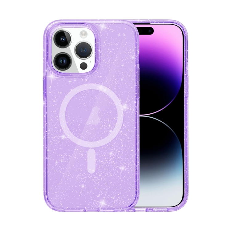  iPhone 15 Pro Skal MagSafe Glitter Hybrid Lila