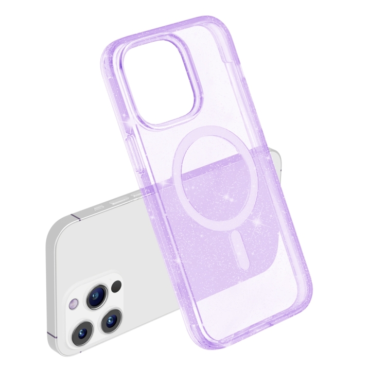  iPhone 15 Pro Skal MagSafe Glitter Hybrid Lila