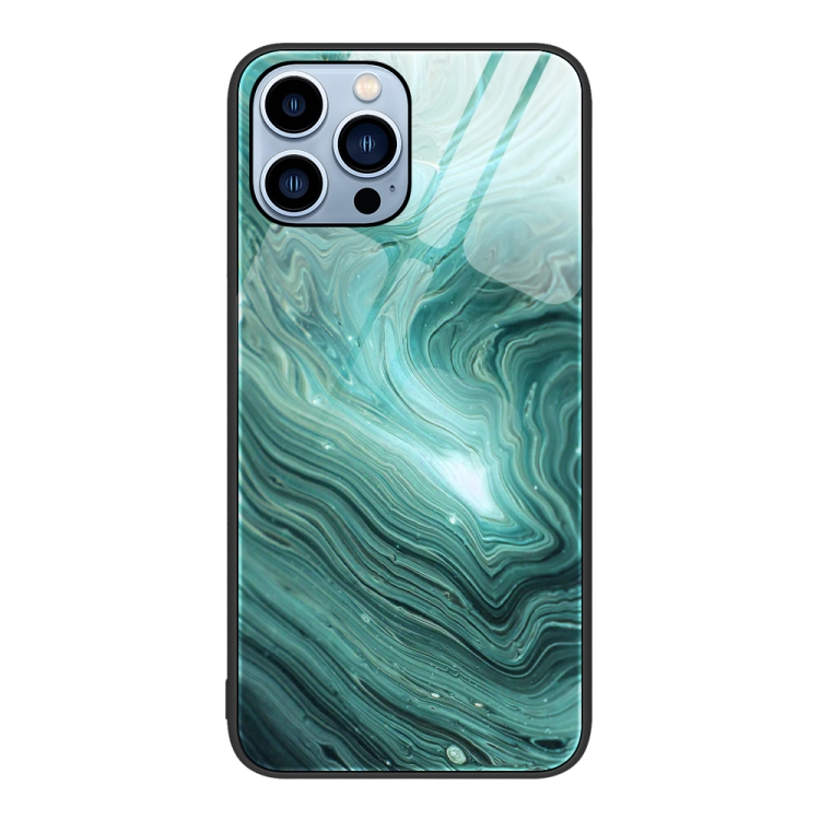  iPhone 15 Pro Skal Marmor Härdat Glas Waves