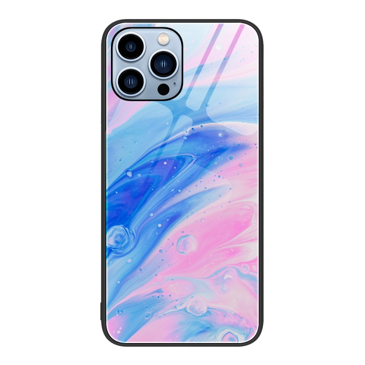  iPhone 15 Pro Skal Marmor Härdat Glas Rosa