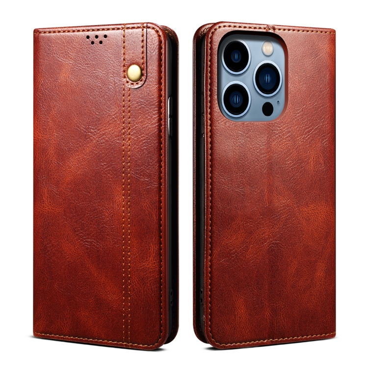  iPhone 15 Pro Fodral Oil Wax Läder Brun