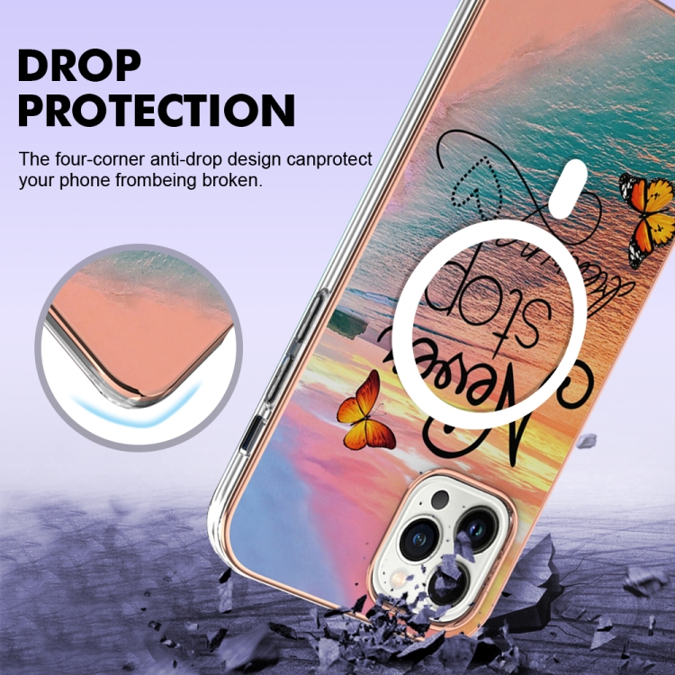  iPhone 15 Pro Skal MagSafe Marmor Never Stop Dreaming