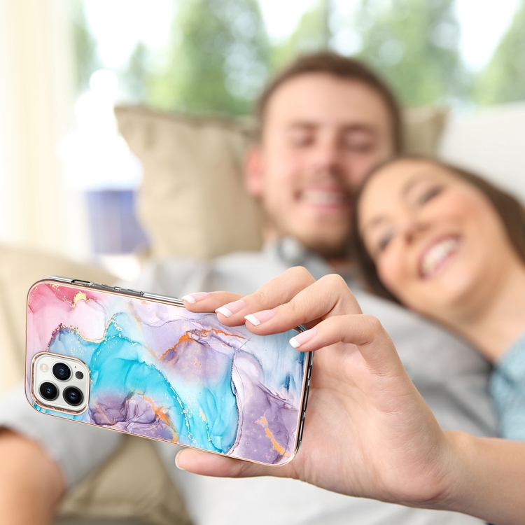  iPhone 15 Pro Skal Med Tryck Marmor Blå Milky Way