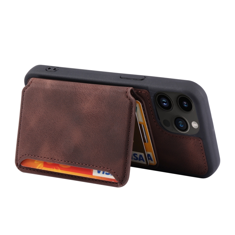  iPhone 15 Pro Skal RFID Med Plånboksfunktion Brun