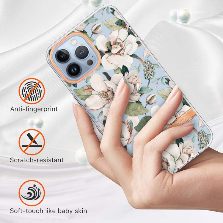  iPhone 15 Pro Skal Med Tryck Grön Gardenia
