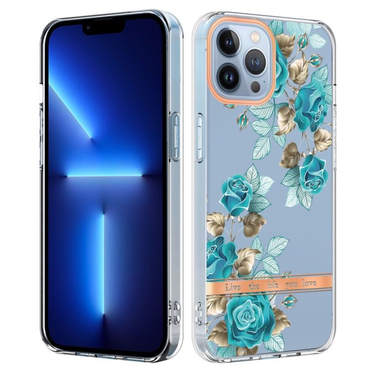 iPhone 15 Pro Skal Med Tryck Blåa Rosor