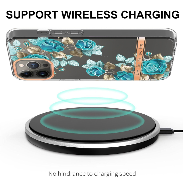  iPhone 15 Pro Skal Med Tryck Blåa Rosor