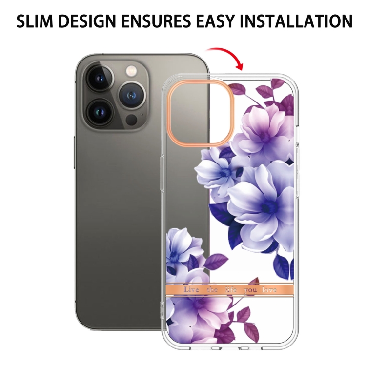  iPhone 15 Pro Skal Med Tryck Lila Begonia