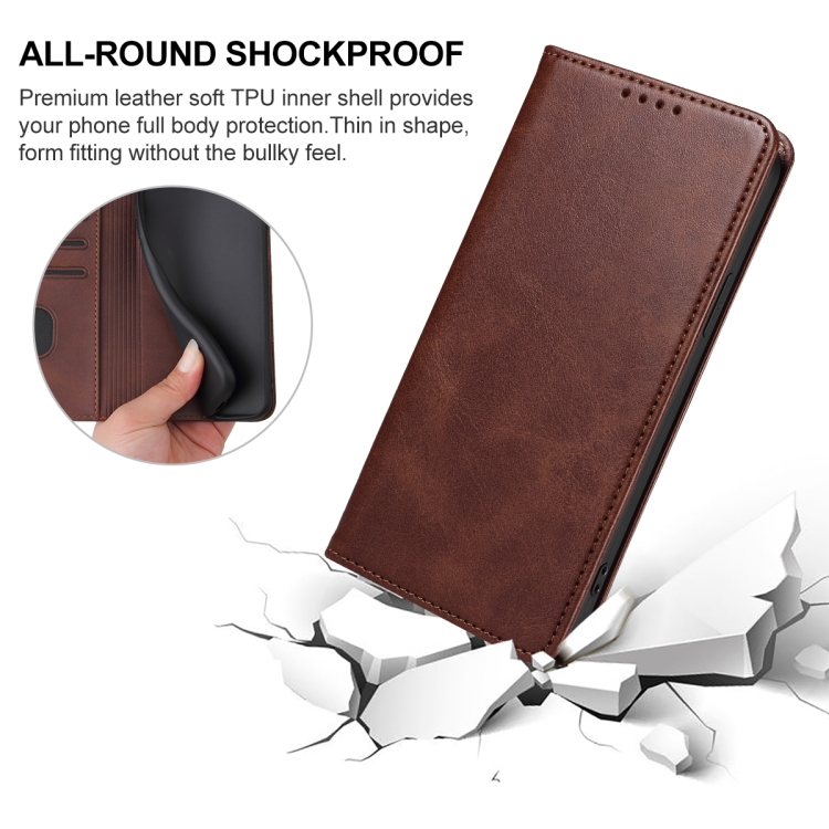  iPhone 15 Pro Fodral Flip Läder Brun
