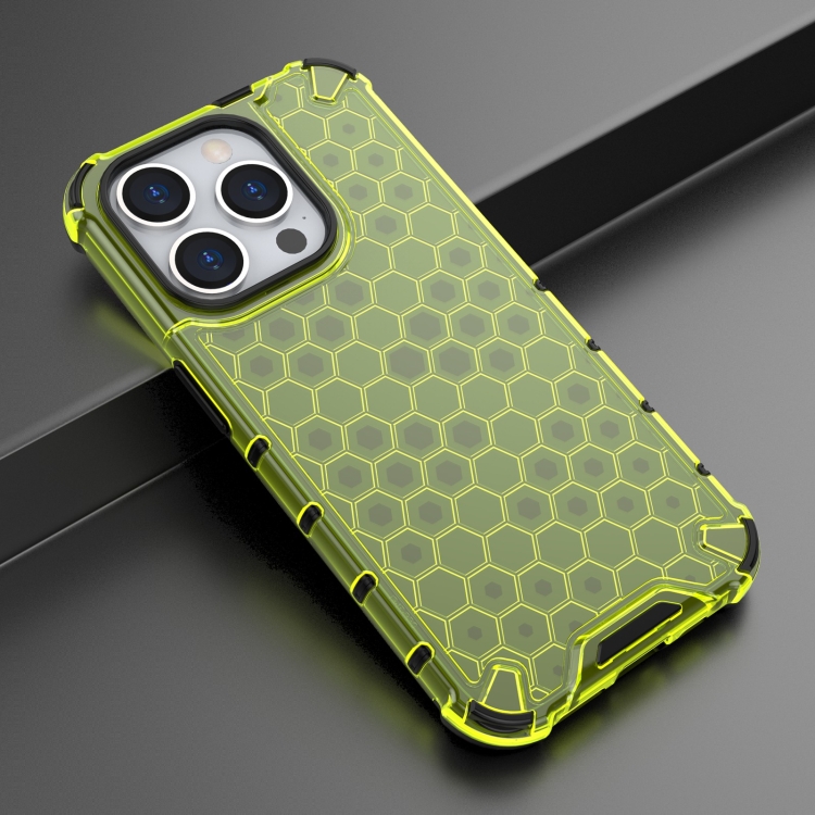 iPhone 15 Pro Skal Shockproof Honeycomb Grön