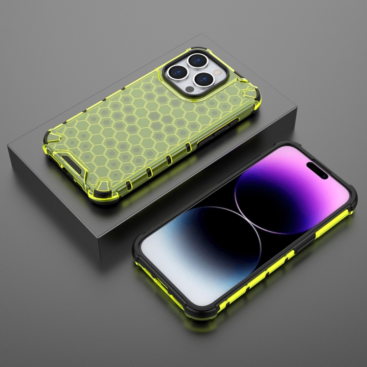  iPhone 15 Pro Skal Shockproof Honeycomb Grön