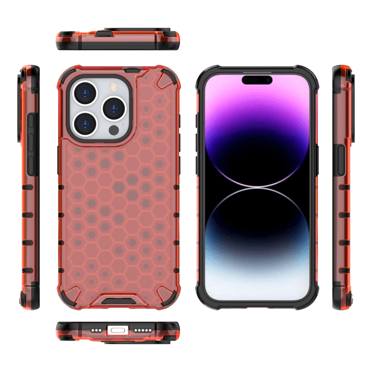  iPhone 15 Pro Skal Shockproof Honeycomb Röd