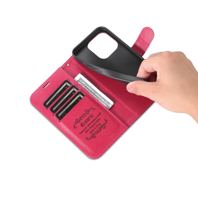 AZNS AZNS iPhone 15 Pro Fodral Läder Rosaröd