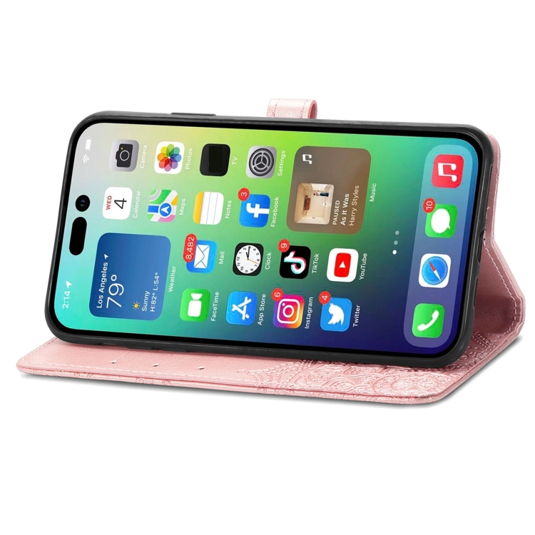  iPhone 15 Pro Fodral Mandala Läder Roséguld
