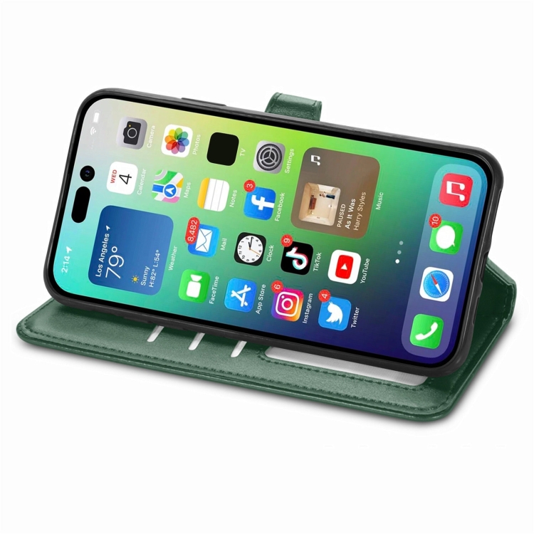  iPhone 15 Pro Fodral Solid Med Magnetisk Mässing Grön