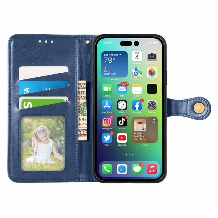  iPhone 15 Pro Fodral Solid Med Magnetisk Mässing Blå