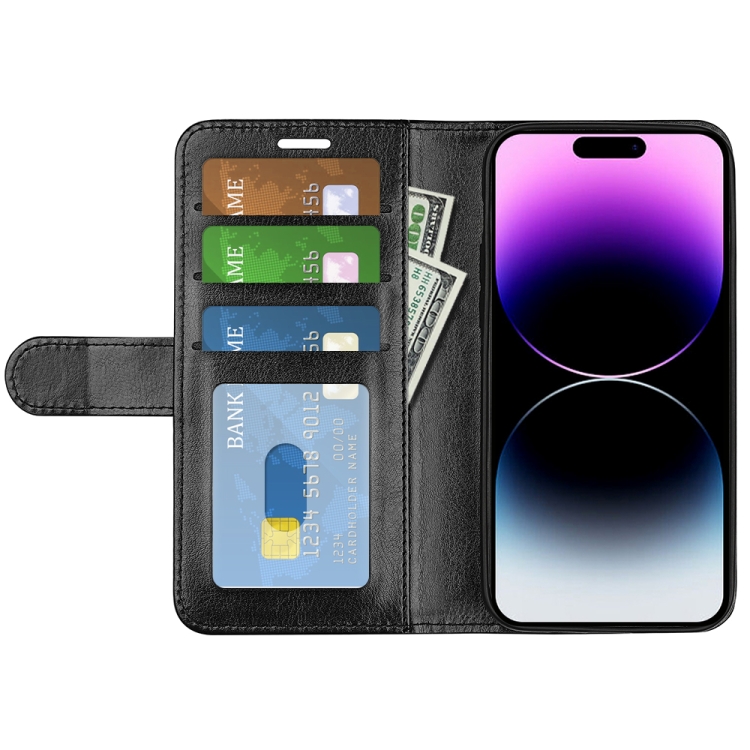  iPhone 15 Pro Plånboksfodral Läder Svart