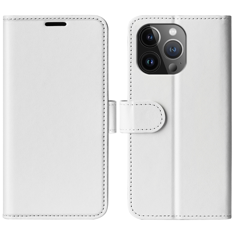 iPhone 15 Pro Plånboksfodral Läder Vit