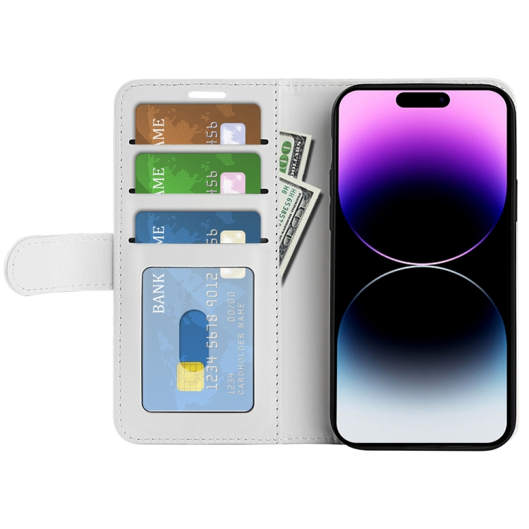  iPhone 15 Pro Plånboksfodral Läder Vit