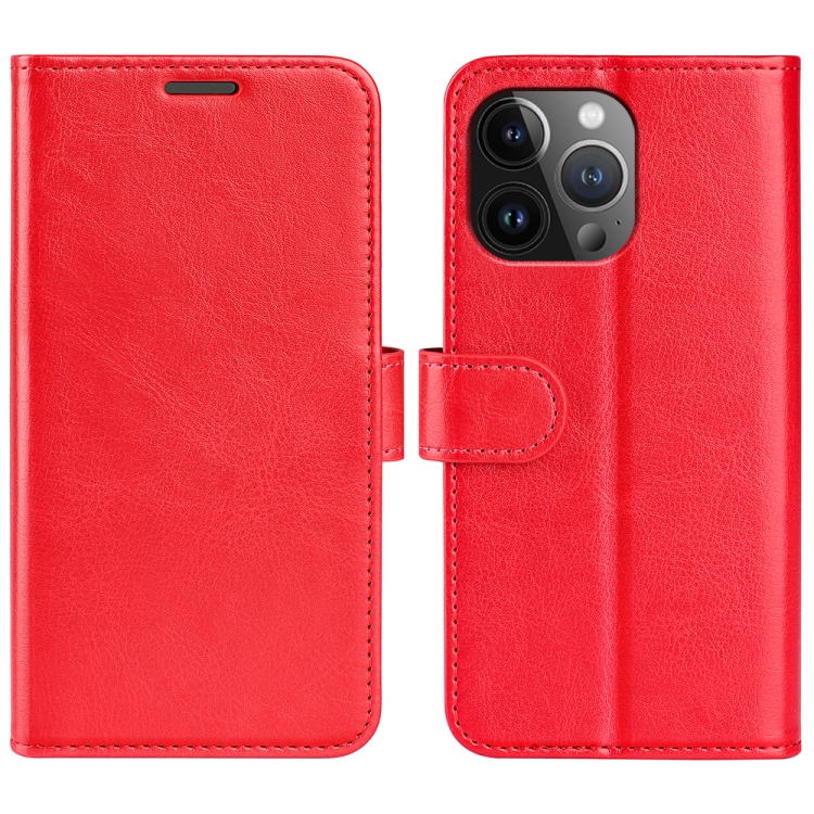  iPhone 15 Pro Plånboksfodral Läder Röd