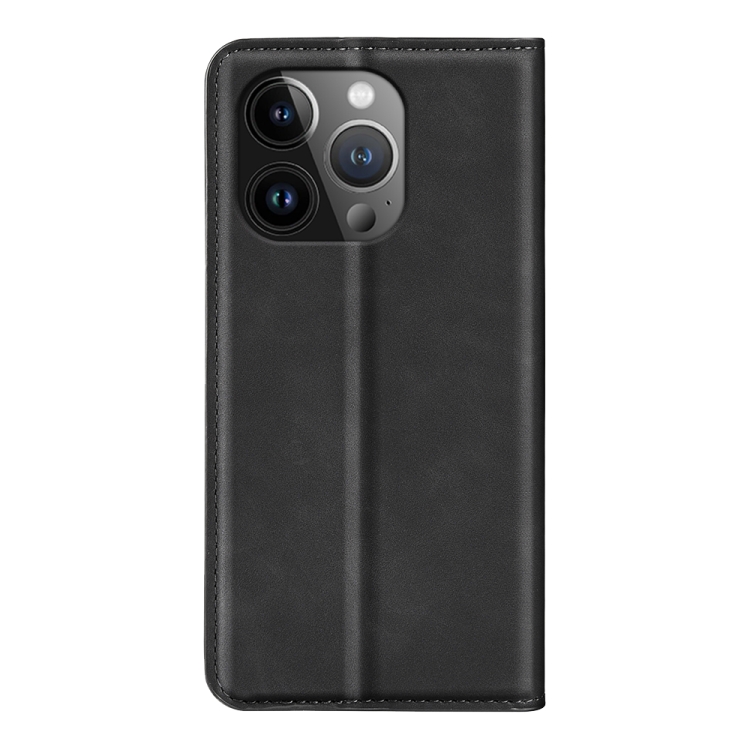  iPhone 15 Pro Fodral Flip Retro Läder Svart