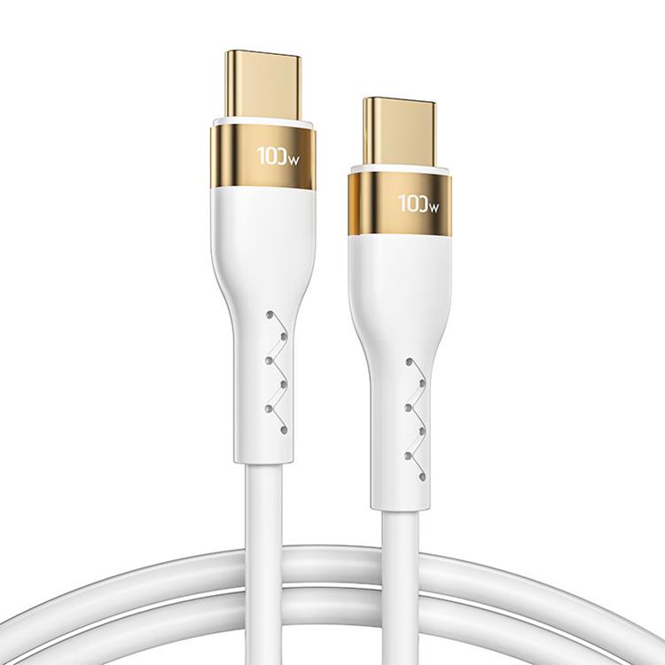 JOYROOM Joyroom 1.2m 100W PD USB-C / USB-C Liquid Silikon Kabel Vit