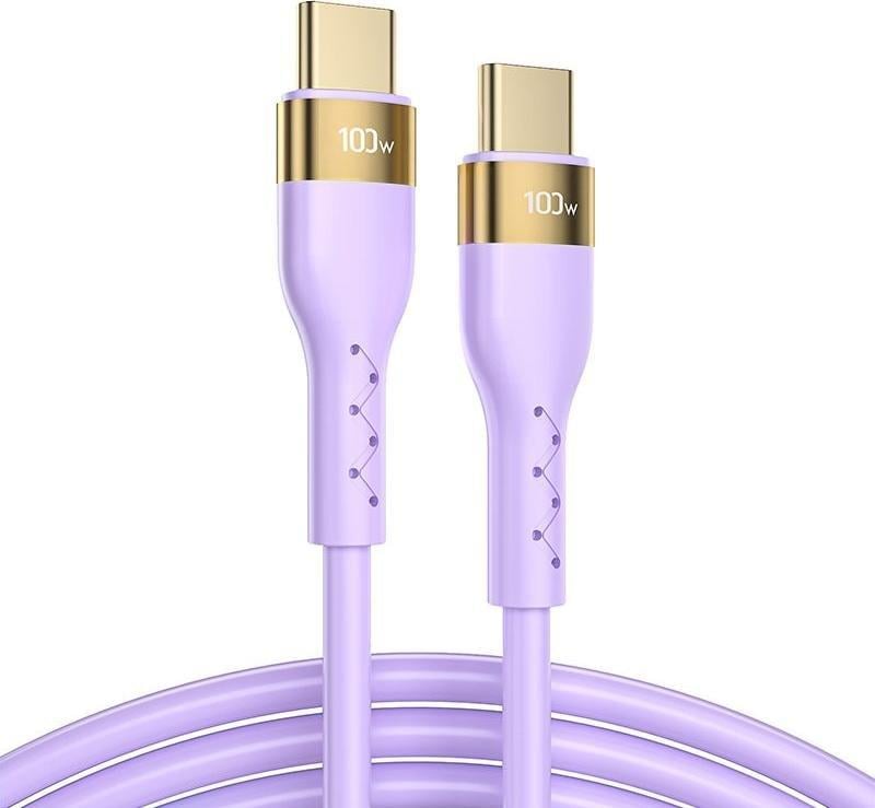 JOYROOM Joyroom 2m 100W PD USB-C / USB-C Liquid Silikon Kabel Lila