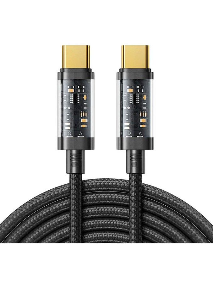 JOYROOM Joyroom 1.2m 100W USB-C / USB-C Nylonkabel Svart
