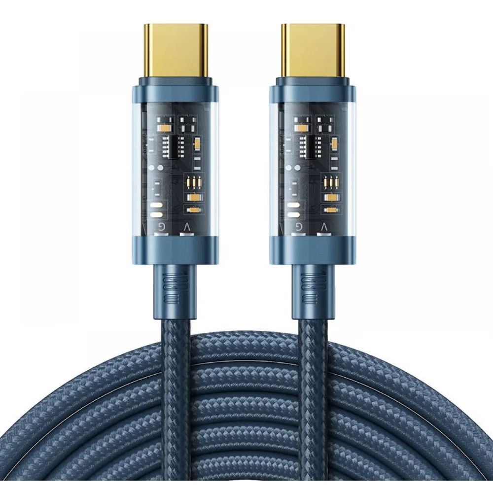 JOYROOM Joyroom 1.2m 100W USB-C / USB-C Nylonkabel Blå