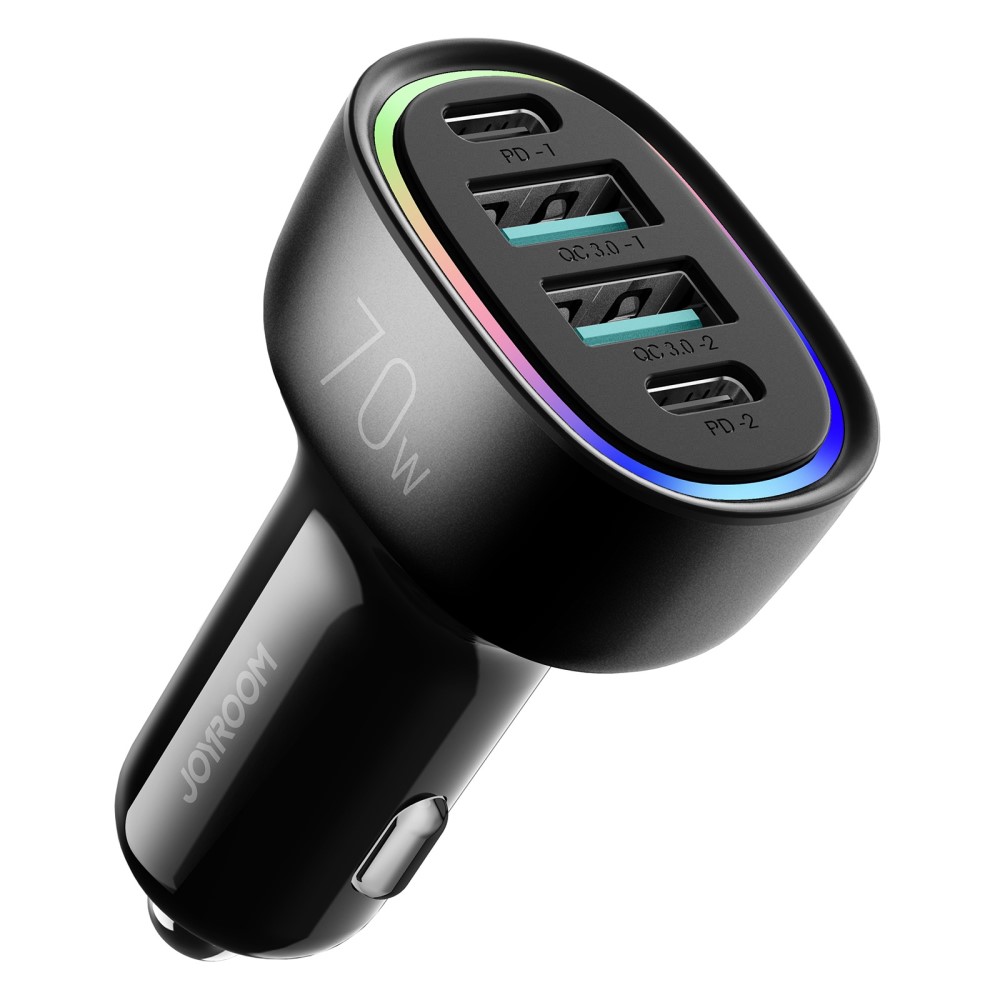 JOYROOM Joyroom 70W PD QC Billaddare 2x USB-C / 2x USB-A Svart