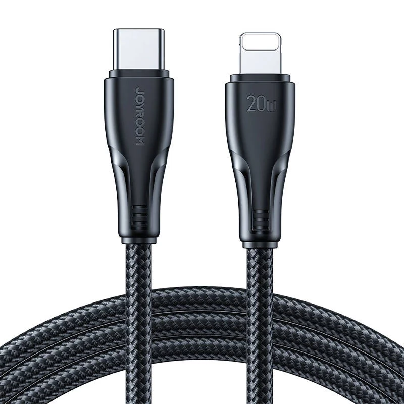 JOYROOM Joyroom 25 cm 20W USB-C - Lightning Nylon Laddningskabel Svart