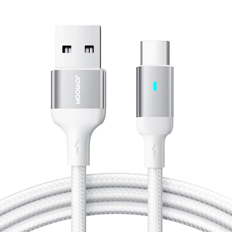 JOYROOM Joyroom 1.2m 3A USB-C Nylon Laddningskabel Vit