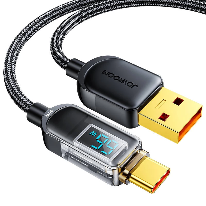 JOYROOM Joyroom 1.2m 66W USB-C Nylonkabel Svart