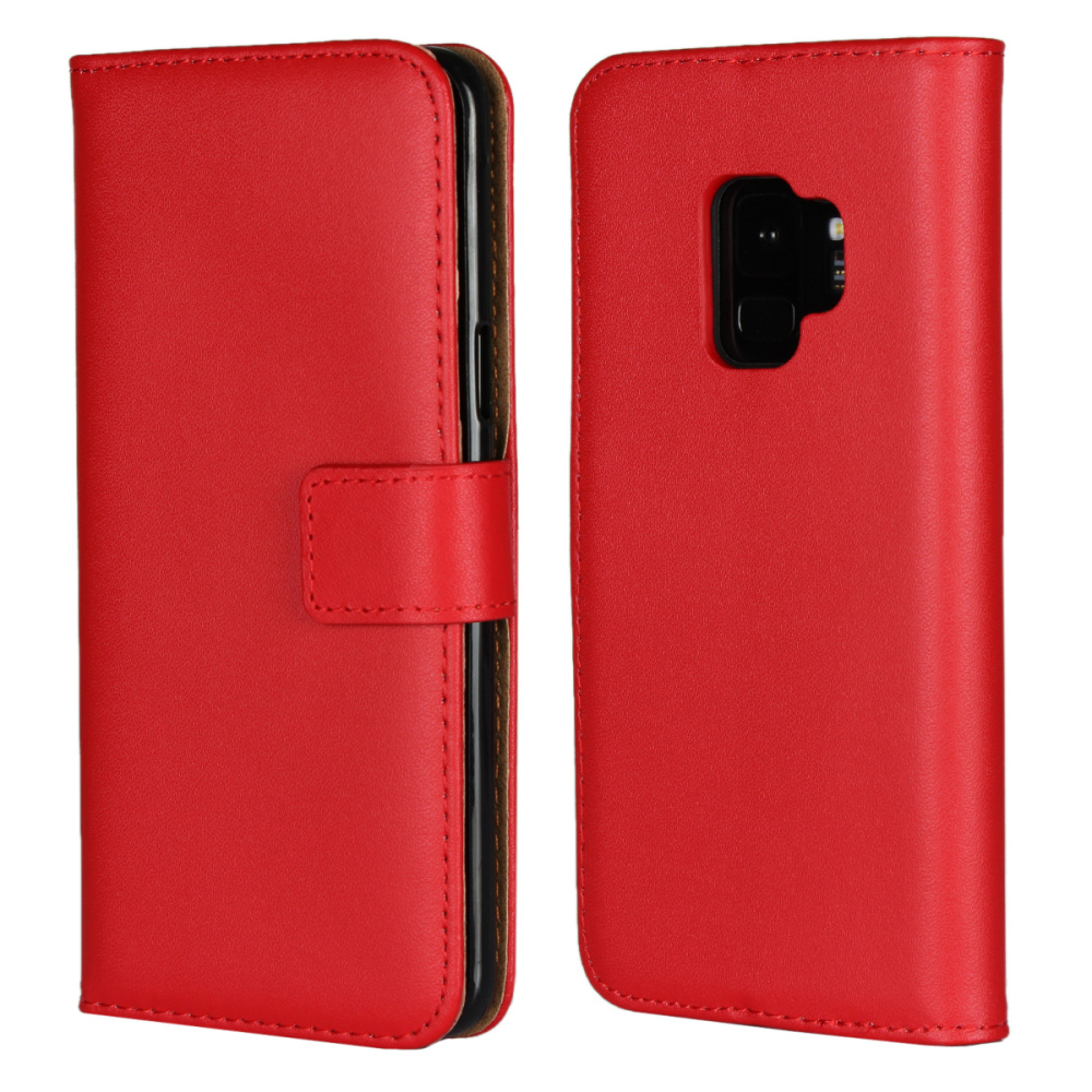  Samsung Galaxy S9 - Plånboksfodral I Äkta Läder - Röd