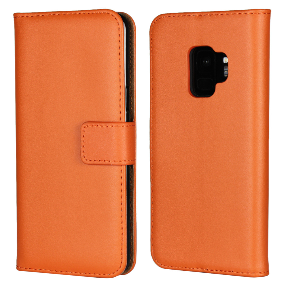  Samsung Galaxy S9 - Plånboksfodral I Äkta Läder - Orange