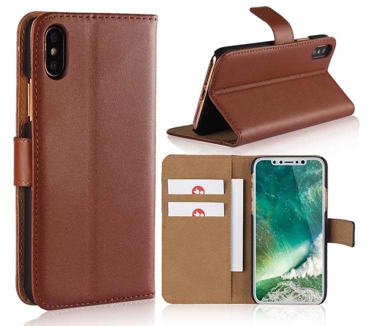  iPhone Xs Max - Plånboksfodral I Äkta Läder - Brun