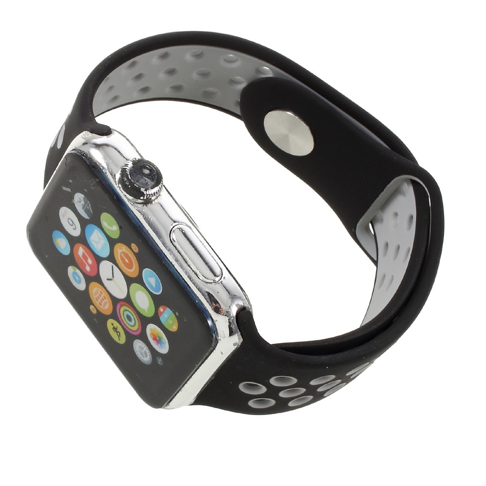  Ihåligt Silikon Armband Apple Watch 42/44/45/46/49 mm Svart/Grå
