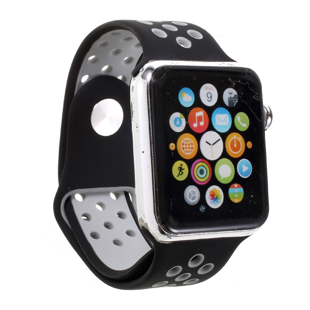  Ihåligt Silikon Armband Apple Watch 42/44/45/46/49 mm Svart/Grå