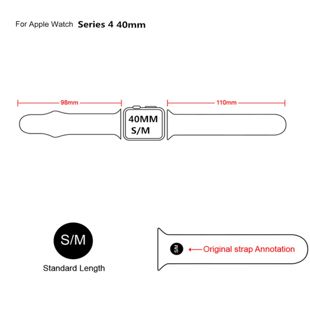  Silikon Armband Apple Watch 42/41/40/38 mm (S/M) - Svart
