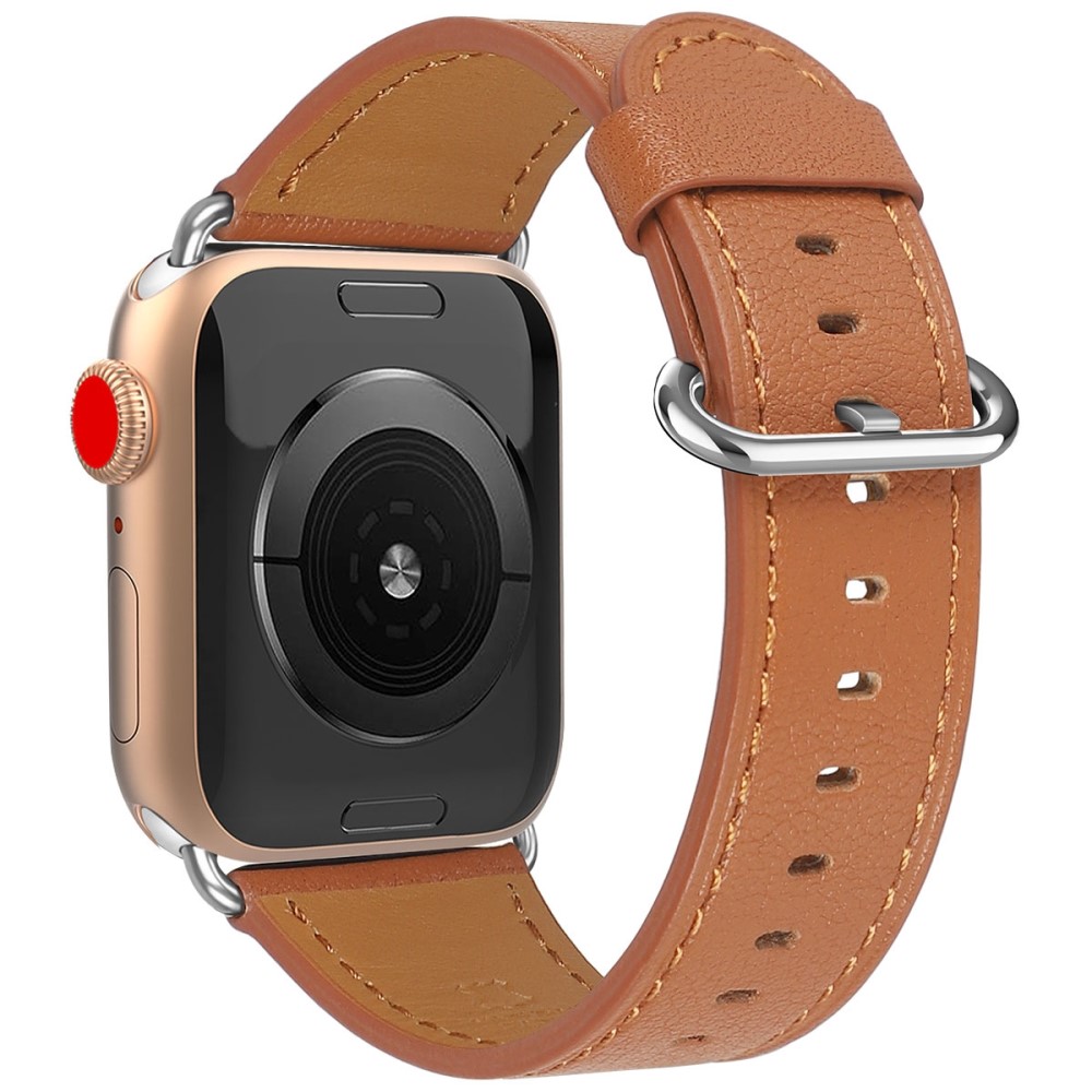  Äkta Läder Armband Apple Watch 42/44/45/46/49 mm Brun